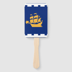 Set of hand fans with flag of Quebec City