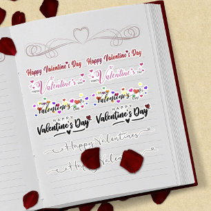 Set of Happy Valentines Day Script Vinyl Sticker
