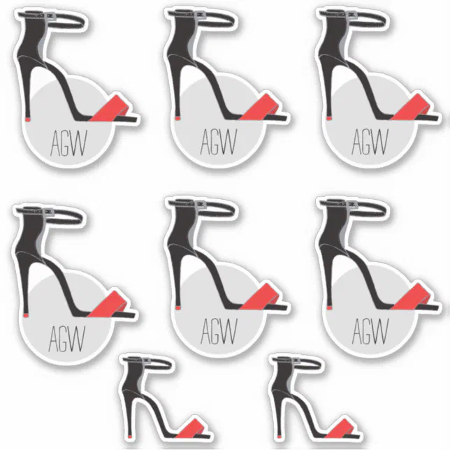 Set of high heel shoes, monogram personalised sticker Zazzle