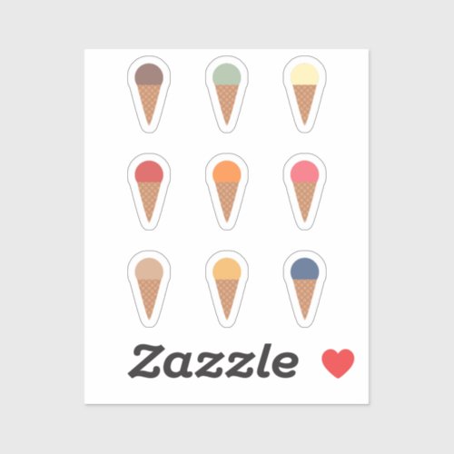 Set of Ice Cream Cone Stickers