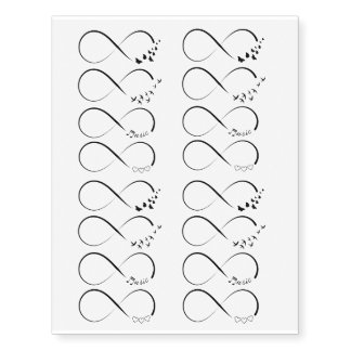 Set of infinity symbols temporary tattoos