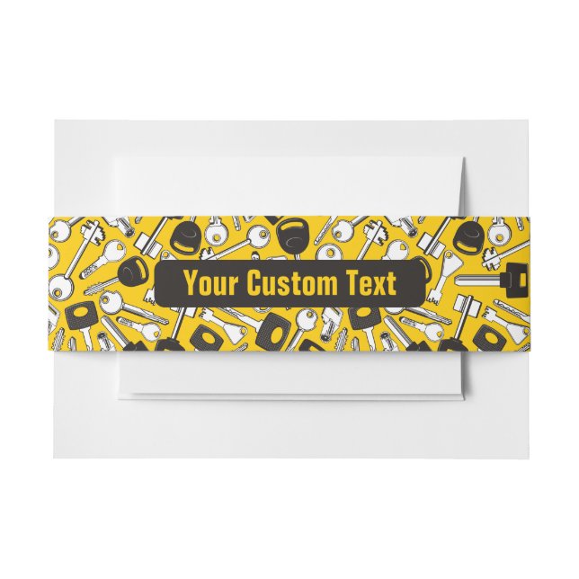 Set of Keys Background Invitation Belly Band (Front Example)