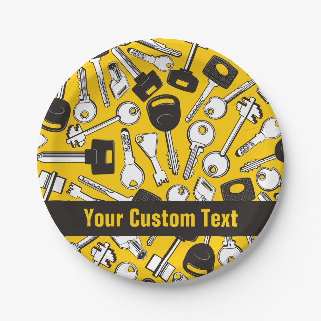 Set of Keys Background Paper Plates (Front)