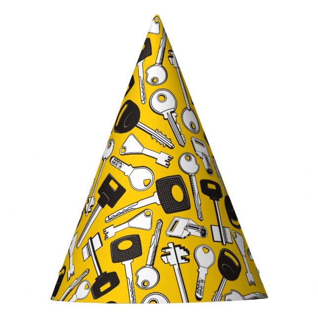 Set of Keys Background Party Hat (Front)