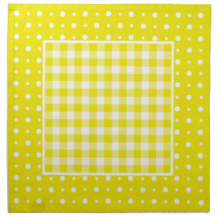 Set of Lemon Cloth Napkins, Polka Dots and Gingham
