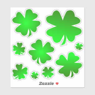 Set of lucky 4 leaf clover, Irish Shamrocks Sticker