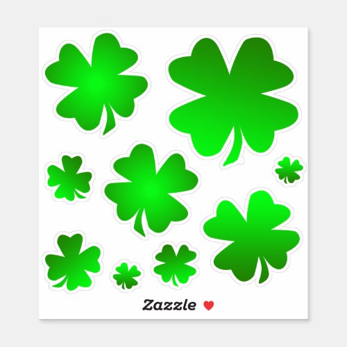 Set of lucky 4 leaf clover Irish Shamrocks Sticker