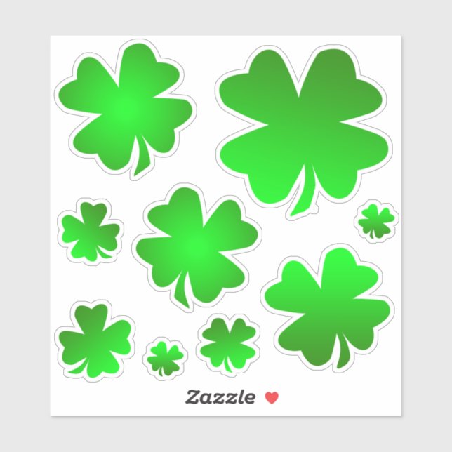 Set of lucky 4 leaf clover, Irish Shamrocks Sticker (Sheet)