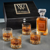 Set of Monogrammed Whiskey Glasses w/ Decanter (Front)