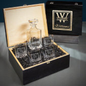 Set of Monogrammed Whiskey Glasses w/ Decanter (Front)