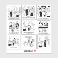 Set of Nine Funny Wedding Cartoons Sticker