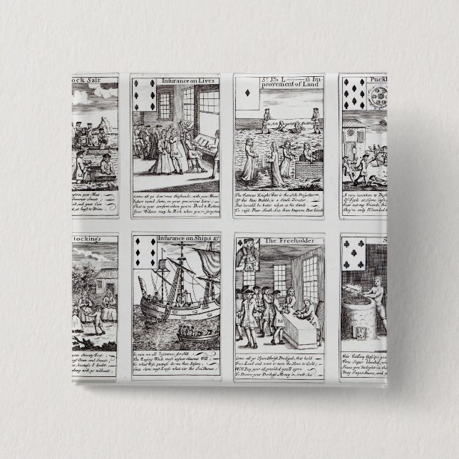 Set of Playing Cards depicting Satirical Pinback Button (Front)