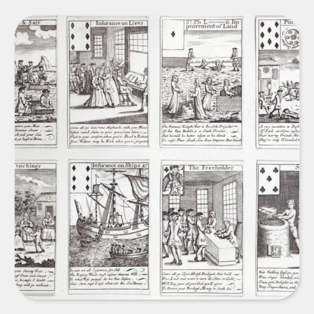 Set of Playing Cards depicting Satirical Square Sticker (Front)