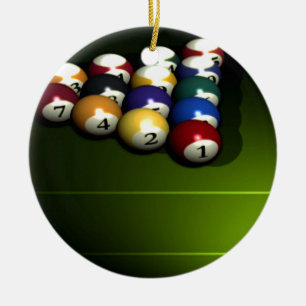 Set of pool balls ceramic ornament