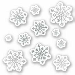 Set of Pretty Silver Christmas Winter Snowflakes Sticker