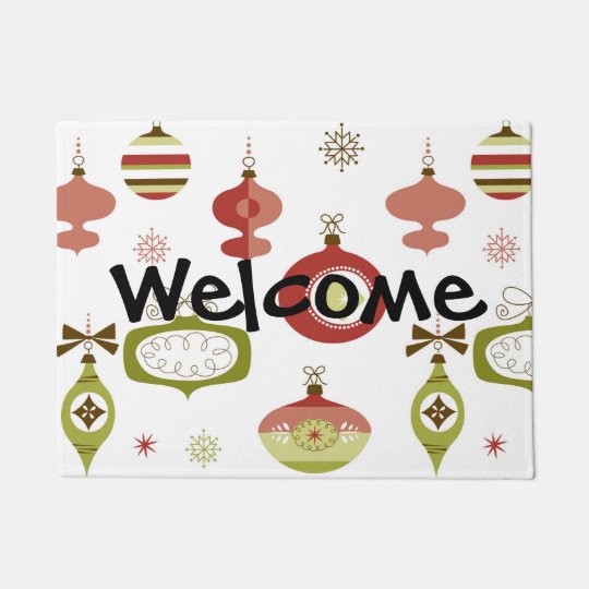 Set of Retro Christmas Ornaments Doormat