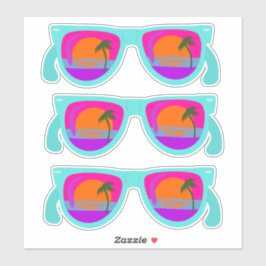Set of Retro Neon Eighties Sunset Sunglasses Sticker