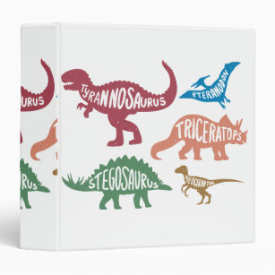 Set of silhouettes of different dinosaurs 3 ring binder