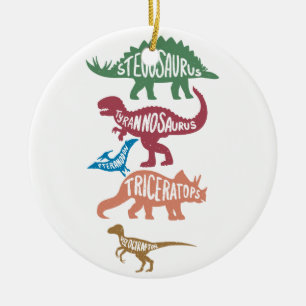 Set of silhouettes of different dinosaurs ceramic ornament