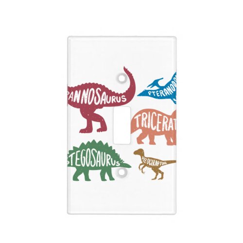Set of silhouettes of different dinosaurs light switch cover