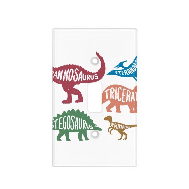 Set of silhouettes of different dinosaurs light switch cover (Front)