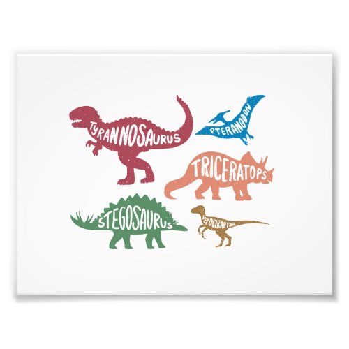 Set of silhouettes of different dinosaurs photo print