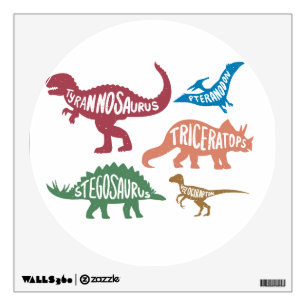 Set of silhouettes of different dinosaurs wall decal
