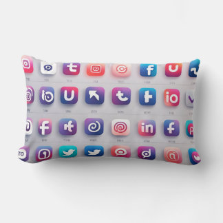 Set of social icons lumbar pillow