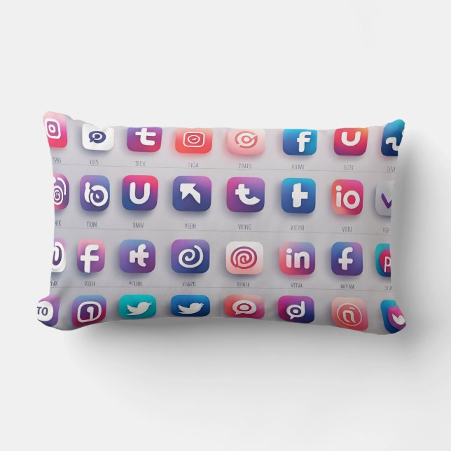 Set of social icons lumbar pillow (Front)