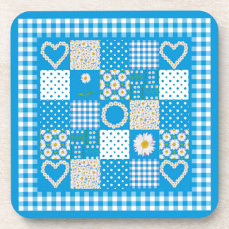 Set of Square Coasters: Daisychains Faux Patchwork Drink Coaster
