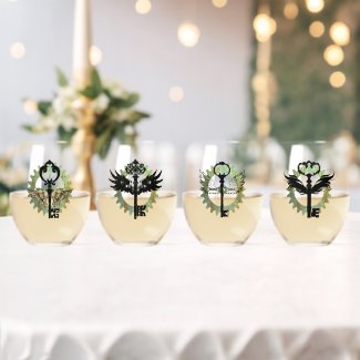 Set of Steampunk Winged Key Designs