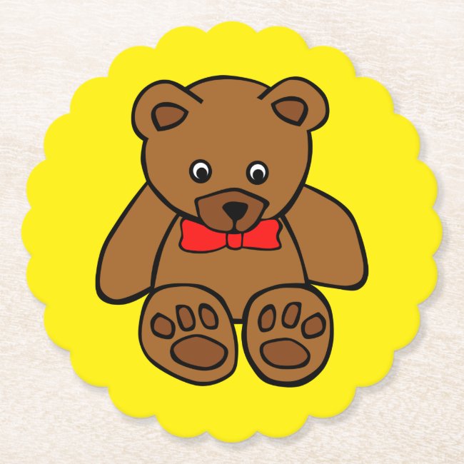 Set of Sweet Teddy Bear Sturdy Paper Coasters