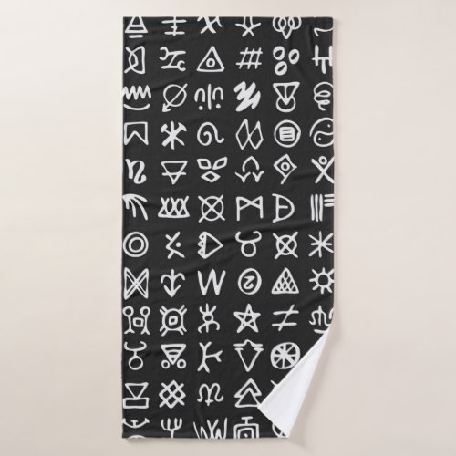 Set of symbols rune letters font Ancient occult a Bath Towel
