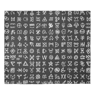 Set of symbols rune letters font. Ancient occult a Duvet Cover