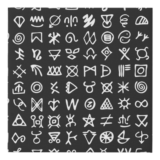 Set of symbols rune letters font. Ancient occult a Faux Canvas Print (Front)