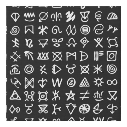 Set of symbols rune letters font Ancient occult a Faux Canvas Print