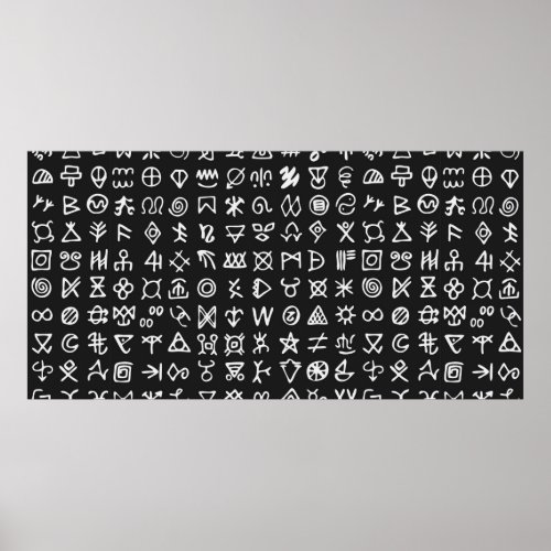 Set of symbols rune letters font Ancient occult a Poster