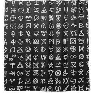 Set of symbols rune letters font. Ancient occult a Shower Curtain