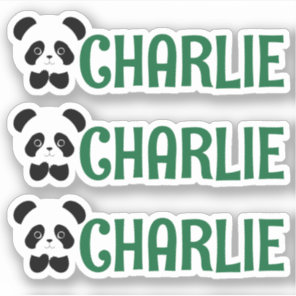 Set of Three Personalized Panda Name Labels