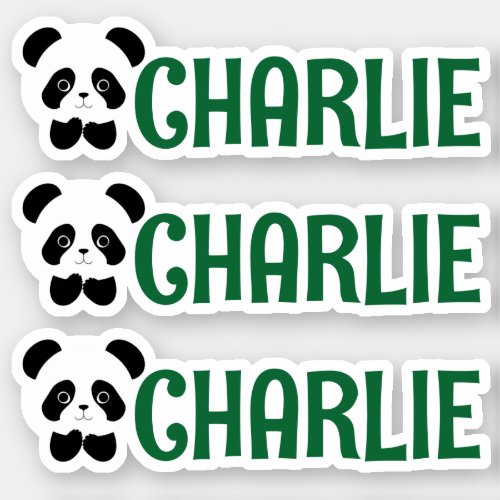 Set of Three Personalized Panda Name Labels
