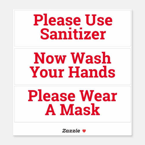 Set of Three Sanitary Hygiene Stickers