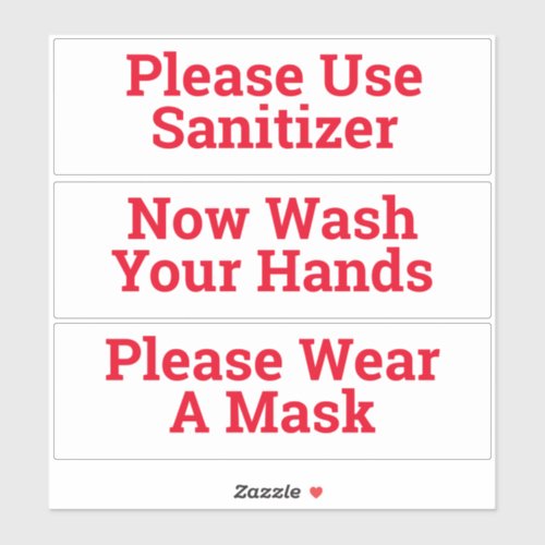 Set of Three Sanitary Hygiene Stickers