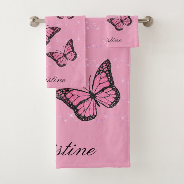 set of three towels butterfly pattern (Insitu)
