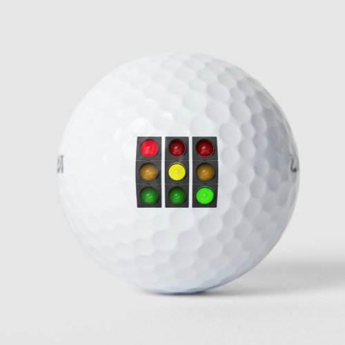 Set of traffic lights golf balls