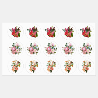 Set of tropical flowers bouquet. kids' labels