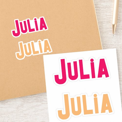 Set of Two Julia Bright Modern Custom Name Labels