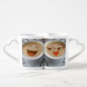 Set of two nesting mugs with Coffee Face