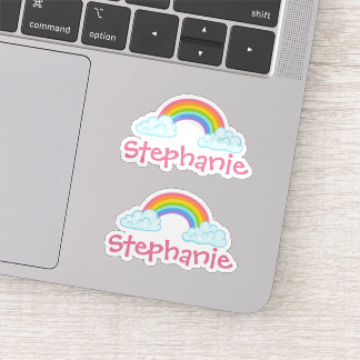 Set of Two Personalized Name and Rainbow Stickers
