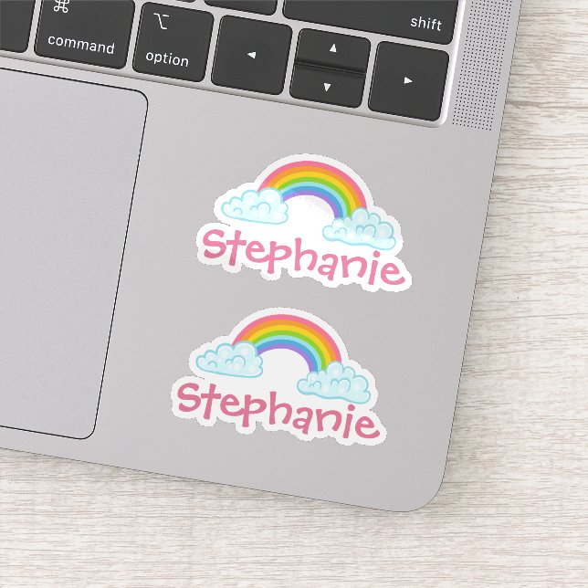 Set of Two Personalized Name and Rainbow Stickers (Detail)