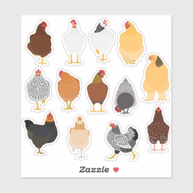 set of various chickens sticker (Sheet)
